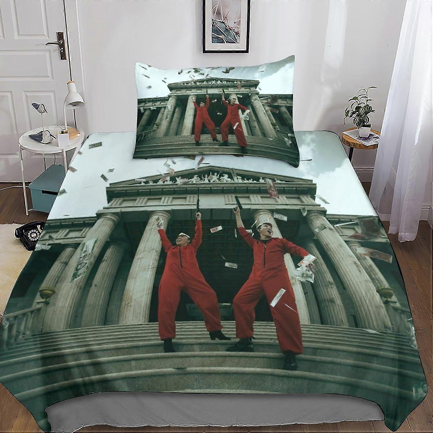 CASA De Papel 2 Piece Bedding Set with 3D Duvet Cover - Microfiber Bedding Set with Zipper Closure Single