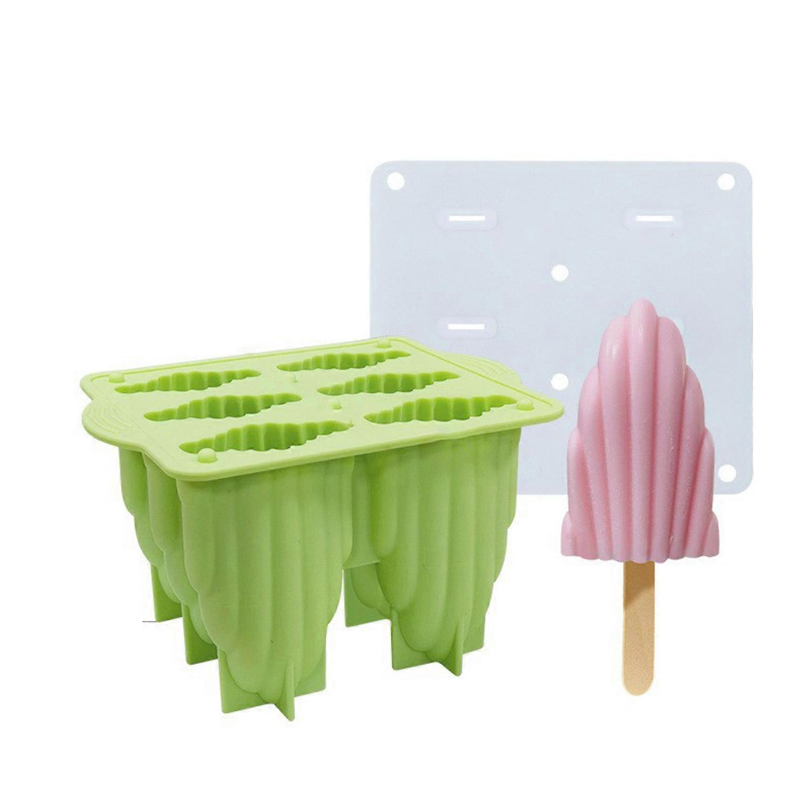 Spiral Ice Popsicle Bar Silicone Mould Flexible Easy Release Ice Mould with Lid for Summer 6-grid