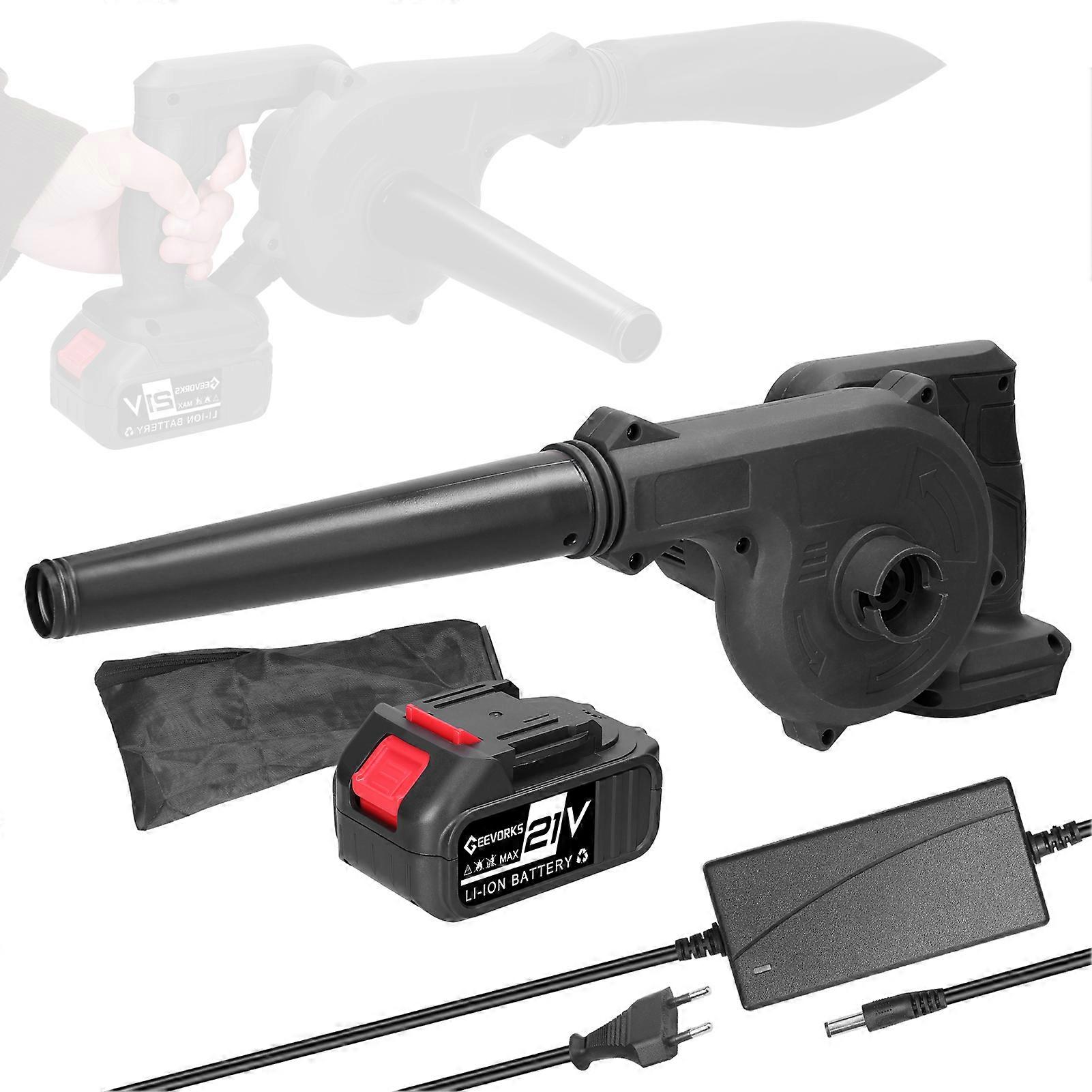 Geevorks High-Power Motor Handheld Lithium Battery Electric Blower Strong Wind Air Blower Stepless Speed Change Dust Removal Fan Home Courtyard Snow C