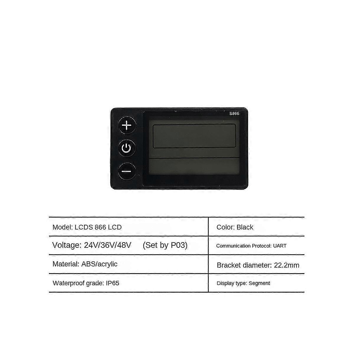 Lcd-s866 Electric Bike Lcd Display Meter 24v 36v 48v E-bike Control Panel With Waterproof Plug Ebike Modification
