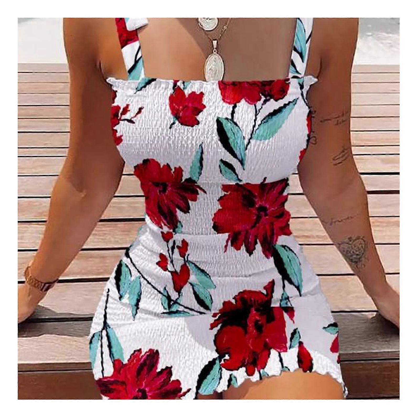 Women\'s Summer Dresses Square Neck Tank Dress with Wide Suspender Strap Universal for Party Club