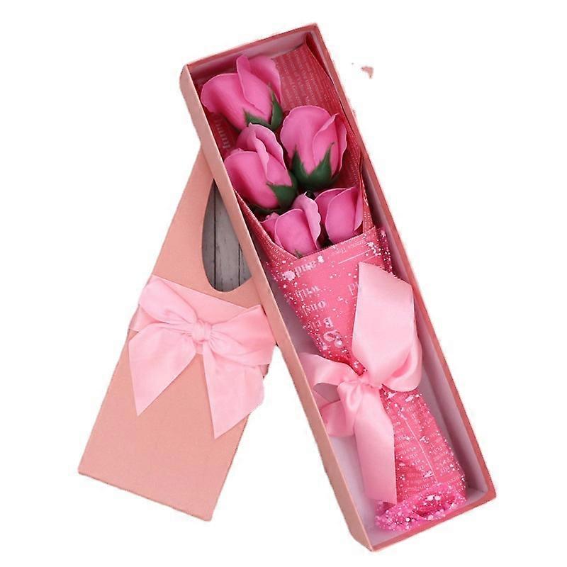 ZK-Valentine's Day 5pcs Soap Flower Gift Rose Box Bouquet Red