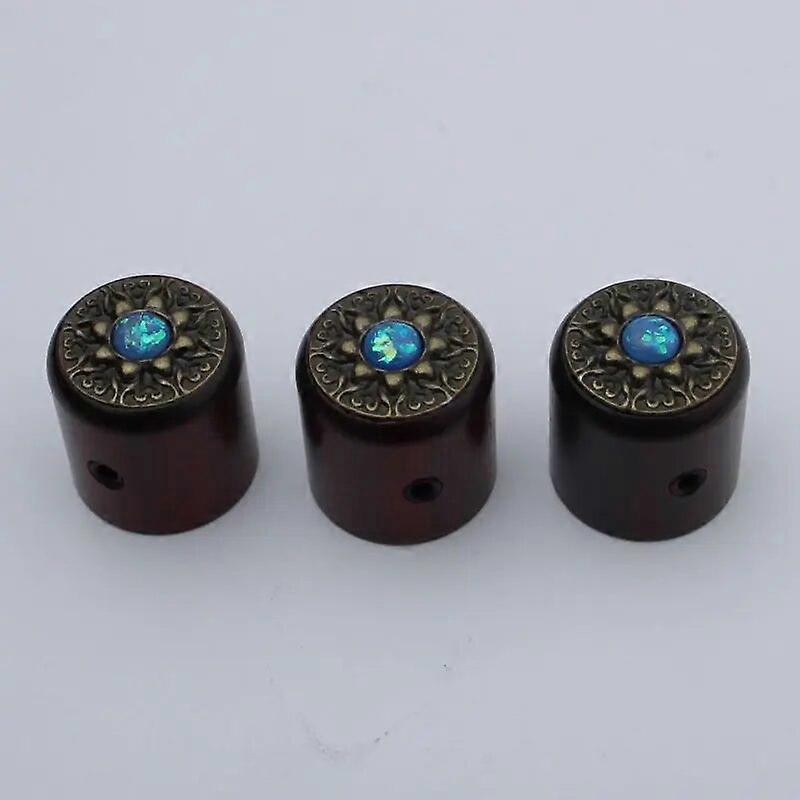 3 st Röd sandelträ / Ebenholts Potentiometer Knopp Retro mönster yta Innerdiameter 6MM för gitarrbas Tillbehör WK002