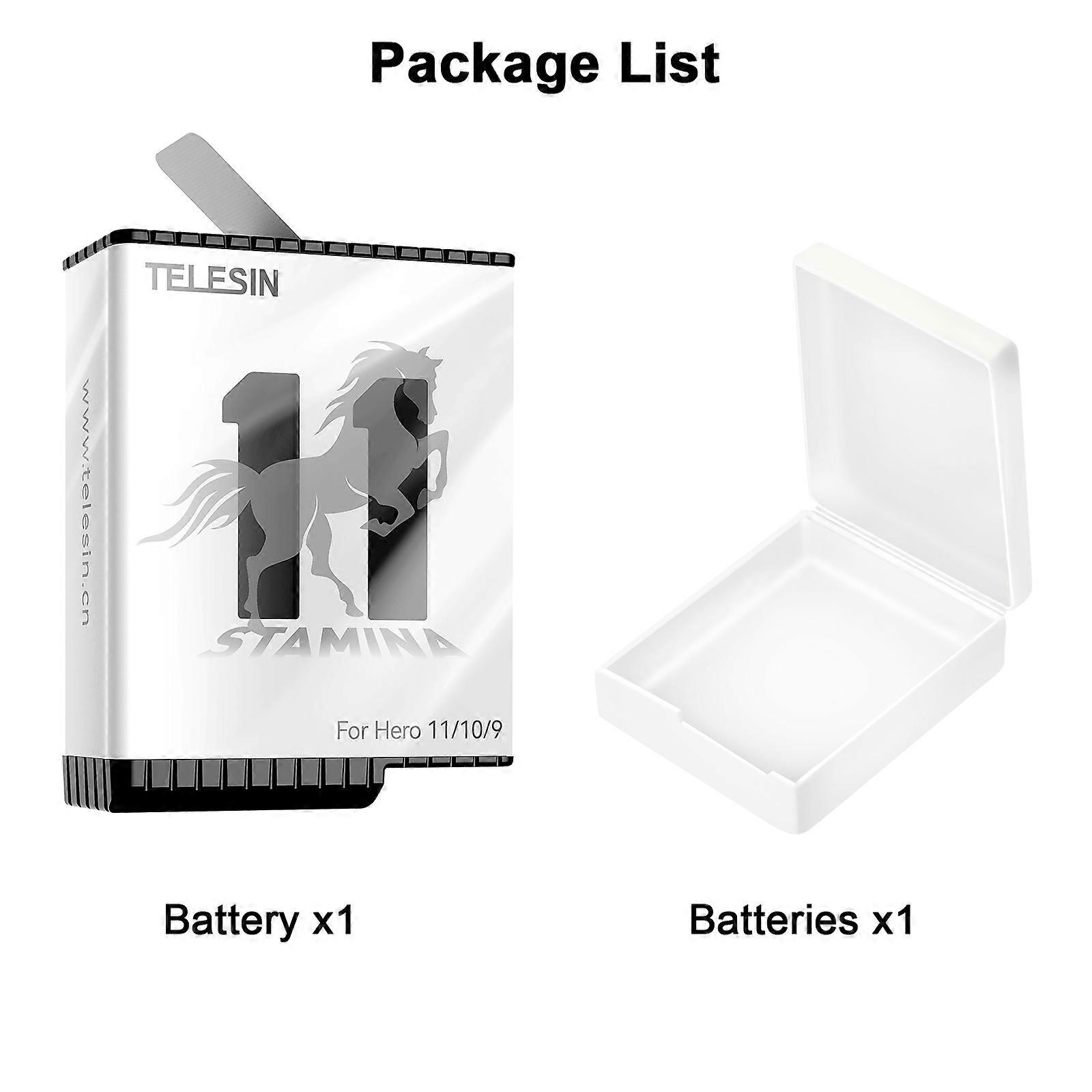 Redkid Endurence Battery For GoPro Hero 11 10 9 1750 mAh Battery 3 Slots TF Card Battery Storage Cha