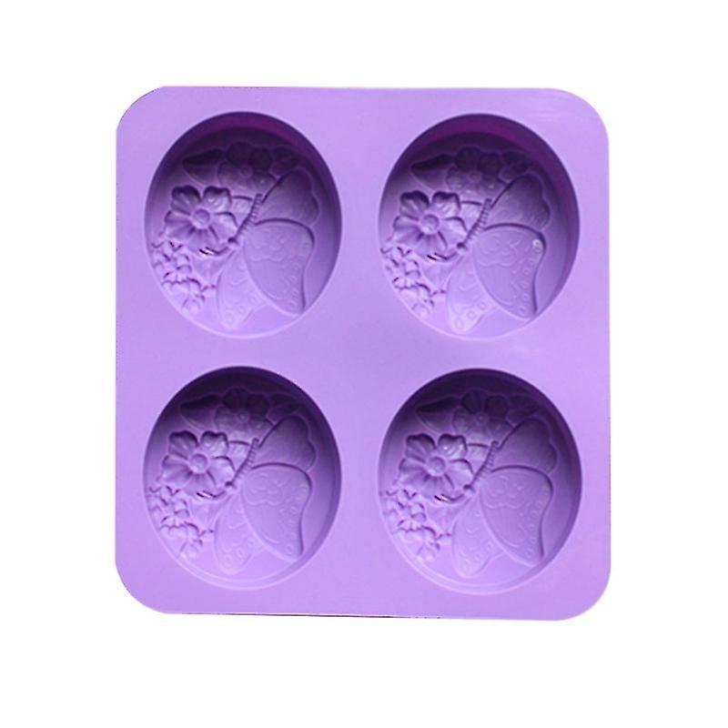 1pc Diy Handmade Silicone Mold Butterfly Flower Pattern Food Grade 4 Cavity Cake Muffin Mooncake Mould For Making Jelly Pudding Cookies Soap Trays