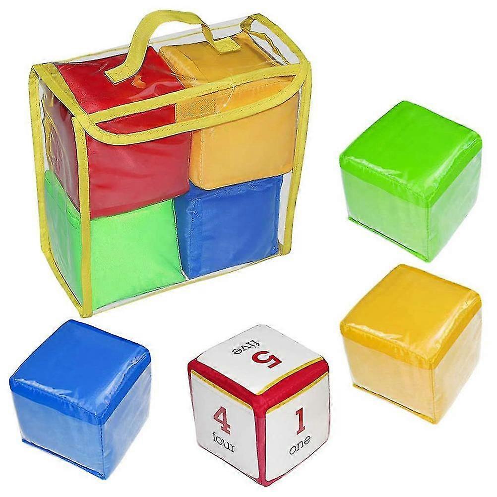 Children Soft Dice Learning Toys Baby Cube Toys Throwing Dice With Transparent Pockets Early Learning Toys