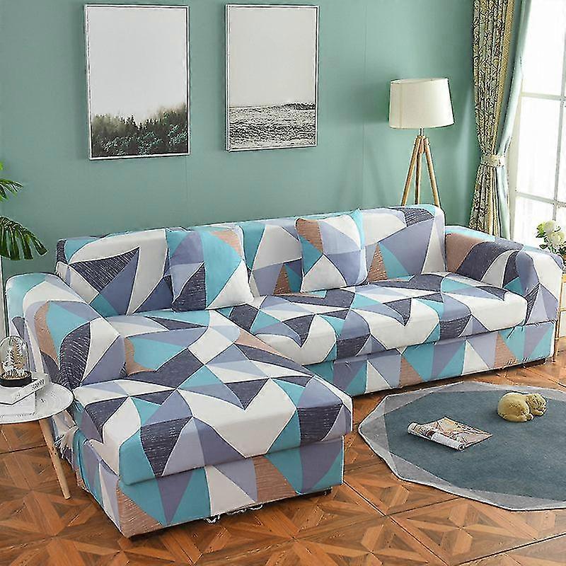 Qian Elastic Sofa Cover Sala de Estar Sofá Capa Geométrica Sofá Capa Pet Corner L-shaped Chaise Sofa Cover 1 Peça - Estilo 33