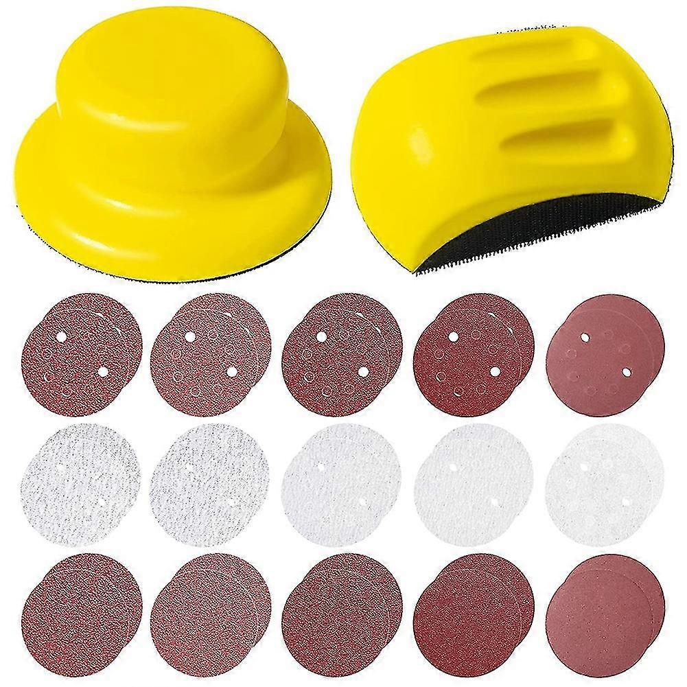 Hand Sanding Blocks,5 Inch Round And Mouse Hook Backing Plate Sand Pad 5 Inch Hook Loop Discs Perfec