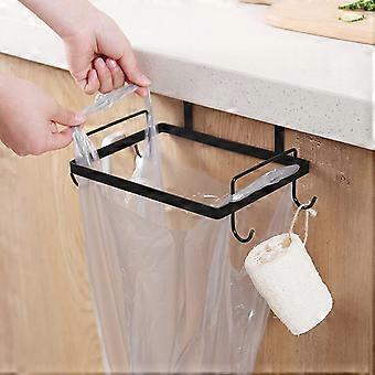 1 Pc Over The Cabinet Hanging Plastic Bag Holder Metal Trash Bag Holder Hanging Garbage Bag Trash Bag Holder For Kitchen Convenient Sturdy Under Count