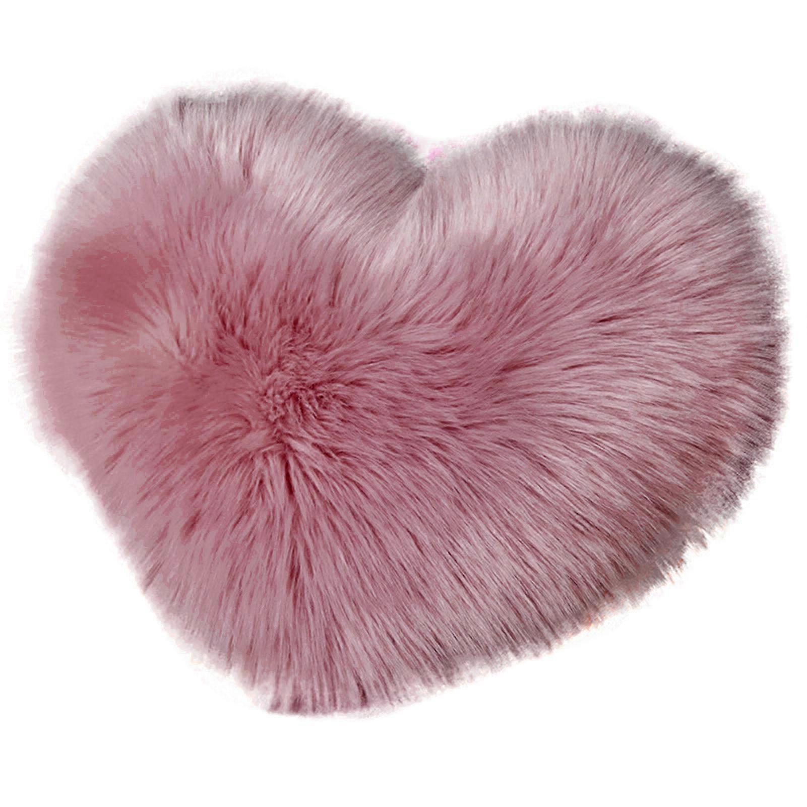Throw Pillow Fuzzy Long Faux Fur Love Heart Shape Fluffy Sofa Bedroom Decoration Lumbar Back Cushion Home Supplies KAESI
