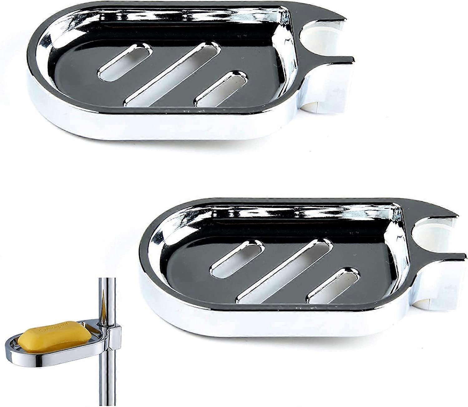 2Pc Shower Bar Soap Dish , Durable Adjustable