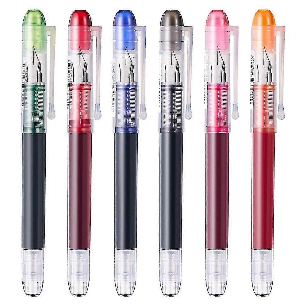 6 Pieces Of Multi-color Disposable Pens, Used For Sketching, Diary, Calligraphy, Smooth Writing Off