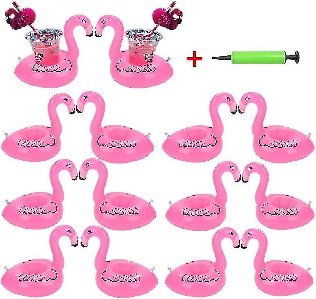 14 Pack Flamingo Gonflable Drink Pool Floats Cup Holder Floats Inflatable Floating Coasters Float Coaster For Pool Party Water Fun