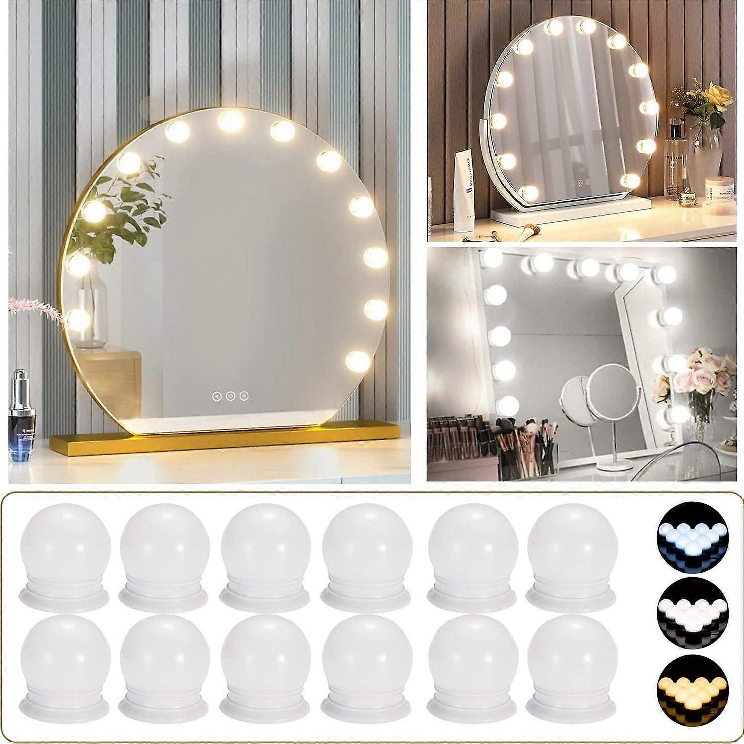 (12 pieces) LED light mirror, LED mirror light, 3 color modes, dressing table light, make-up light