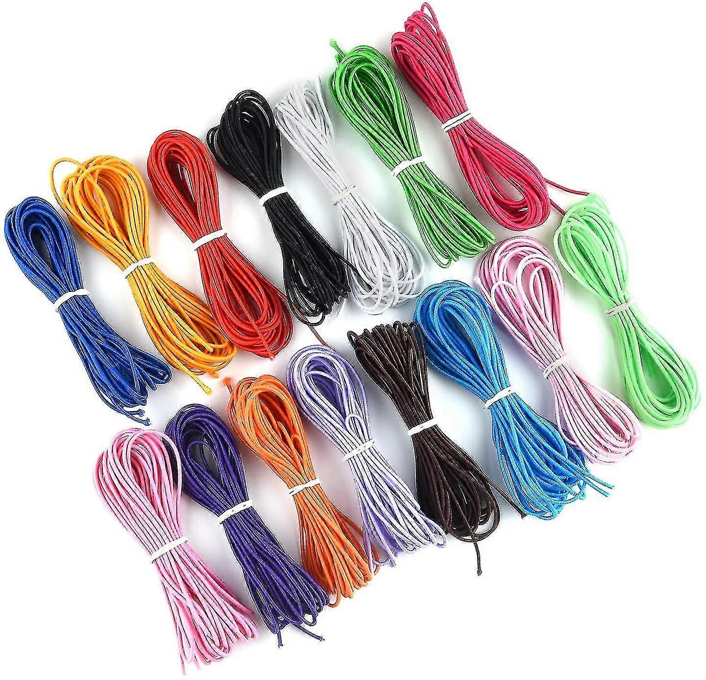 Coloured Elastic Cord 1mm Elastic String Bracelet Elastic 15 Pcs X 4m