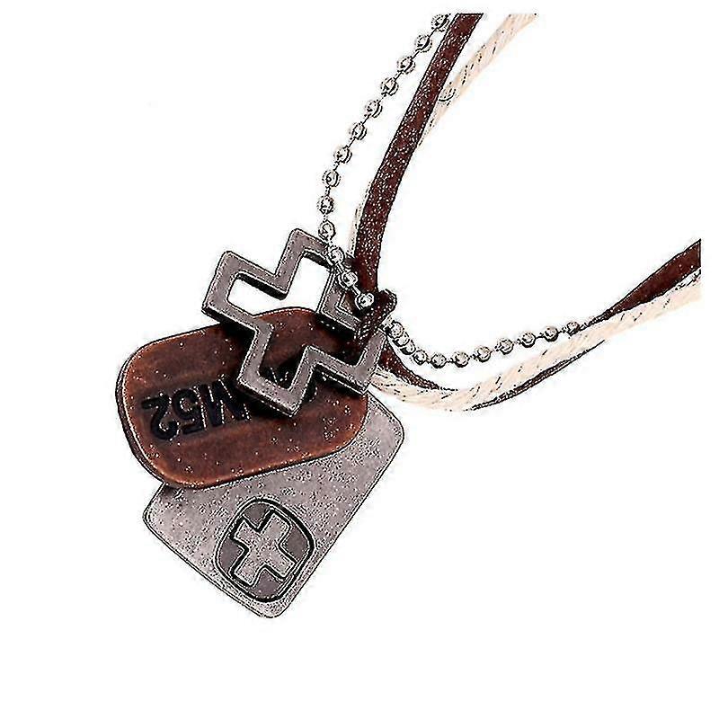 Cross Nameplate Pendant Wax Thread Necklace - Cross Nameplate Pendant Hemp