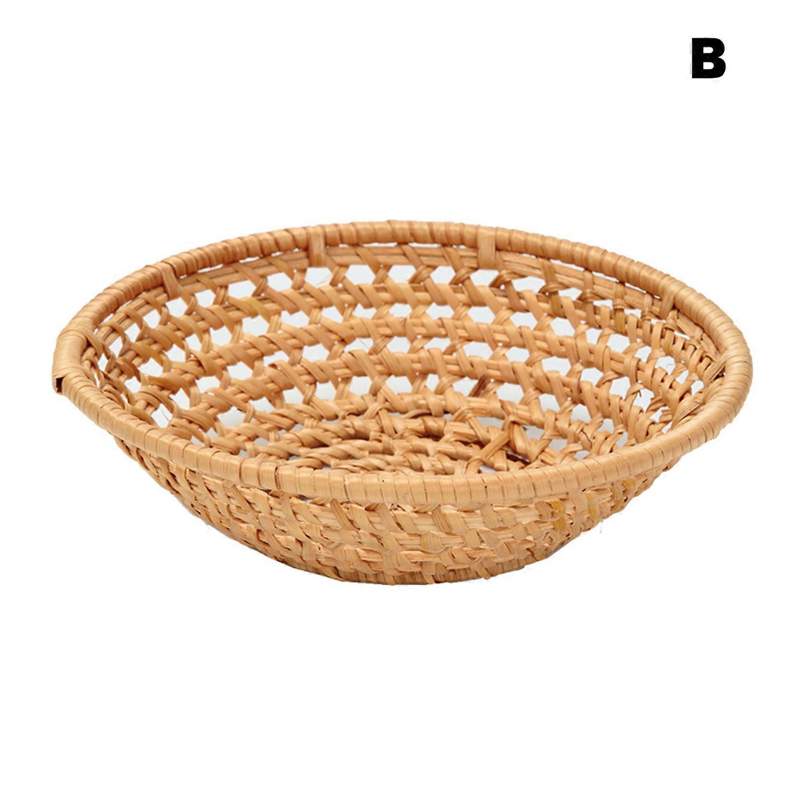 Rattan Woven Tray Convenience Store Handmade Round Basket Food Craft Rattan Tray for Food Fruit Storage New