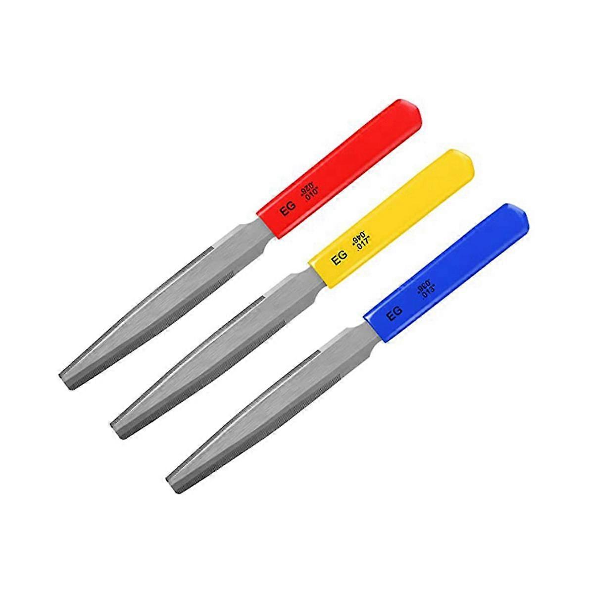 3Pieces Tapered Guitar Nut File Nut Slotted File Set Double Edge Wire File Electric Guitar Wire Too