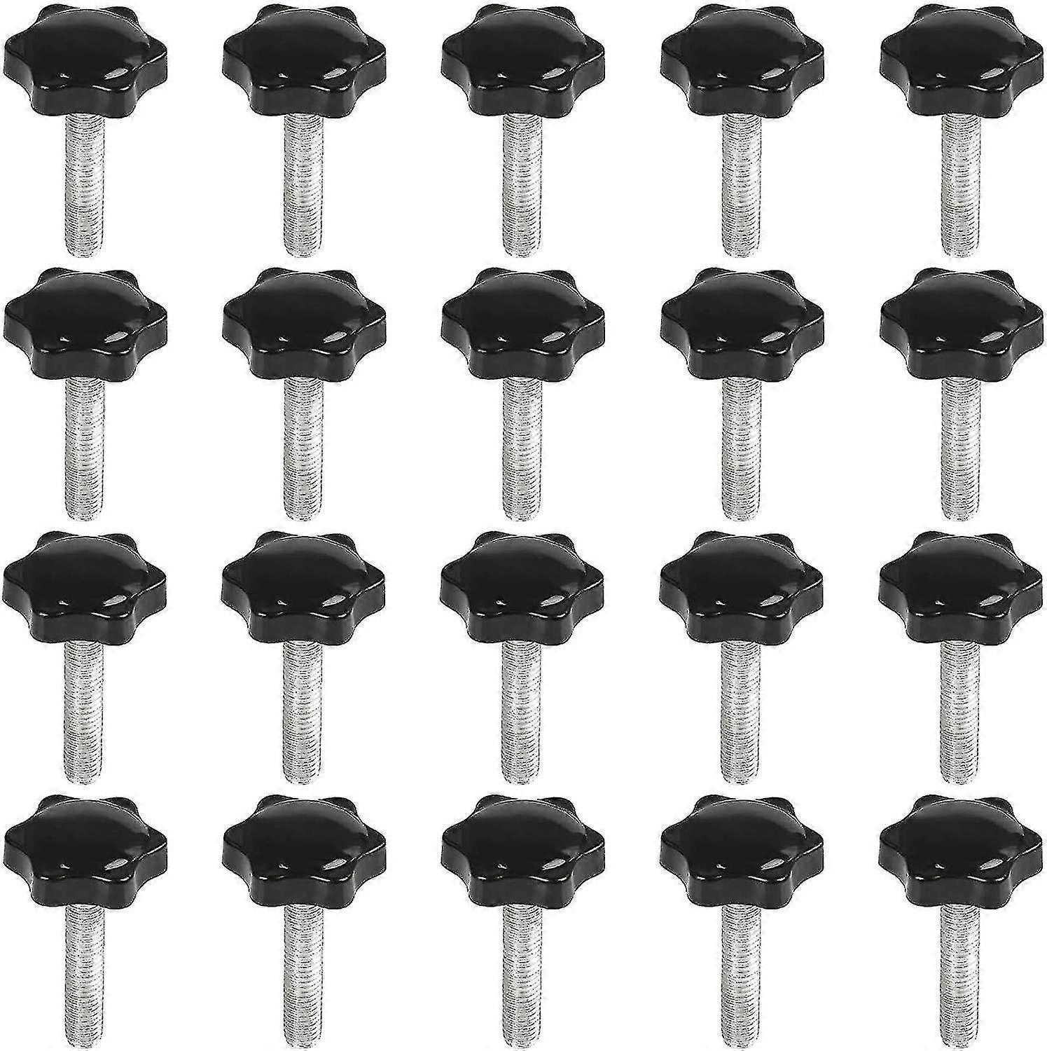 20 Pcs M8 X 40 Mm Wire Clamp Black Plastic Star Shaped Button Screw On Knob, For Machine Tool Star Shaped Knob Screw Wire Clamp Plastic Button On Knob