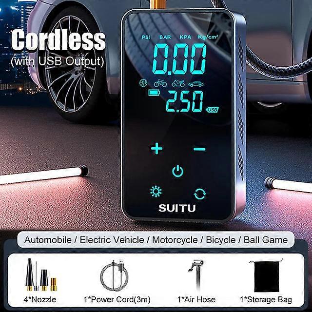 Car Tire Iator Lcd Display Smart Air Compressor High Precision Electronic Iatable Pump 1800mah For Motorbike Vehicle