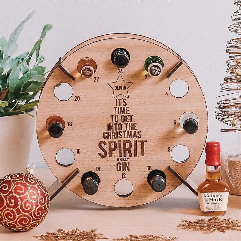 Adult Advent Tree-Christmas Countdown - 24 Days Wine Rack Wooden Ornaments, Countdown to Christmas Calendar Nature Wooden Tree Shape Advent Calendar w