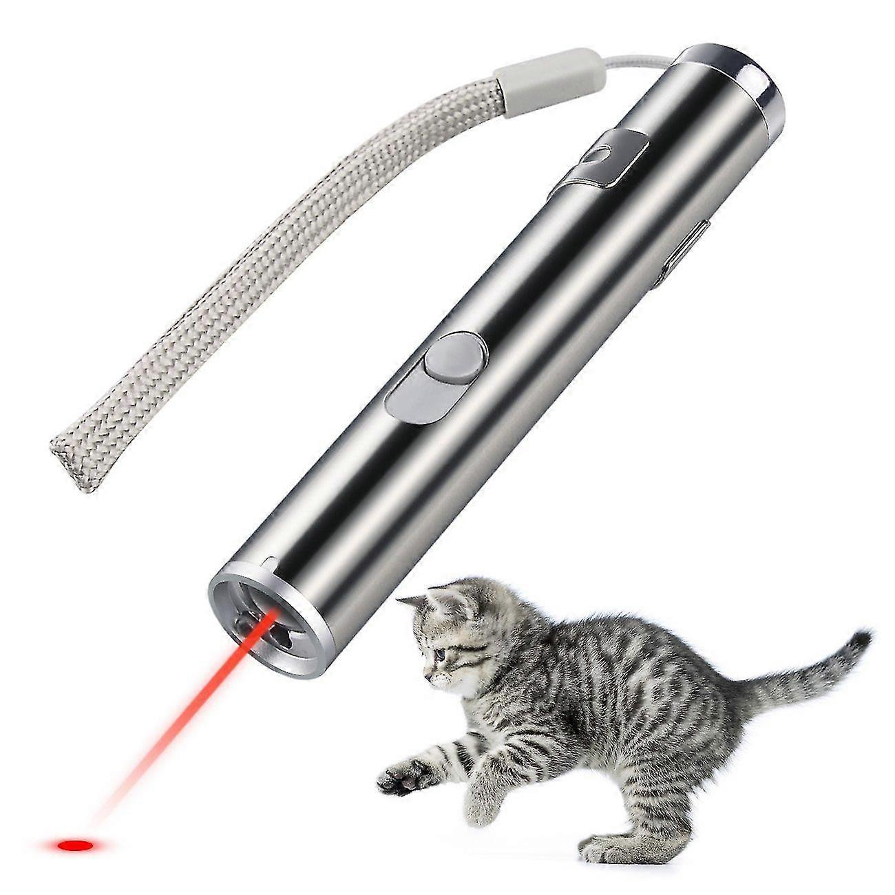 Usb rechargeable pet toys cat training laser pointer with led flashlight