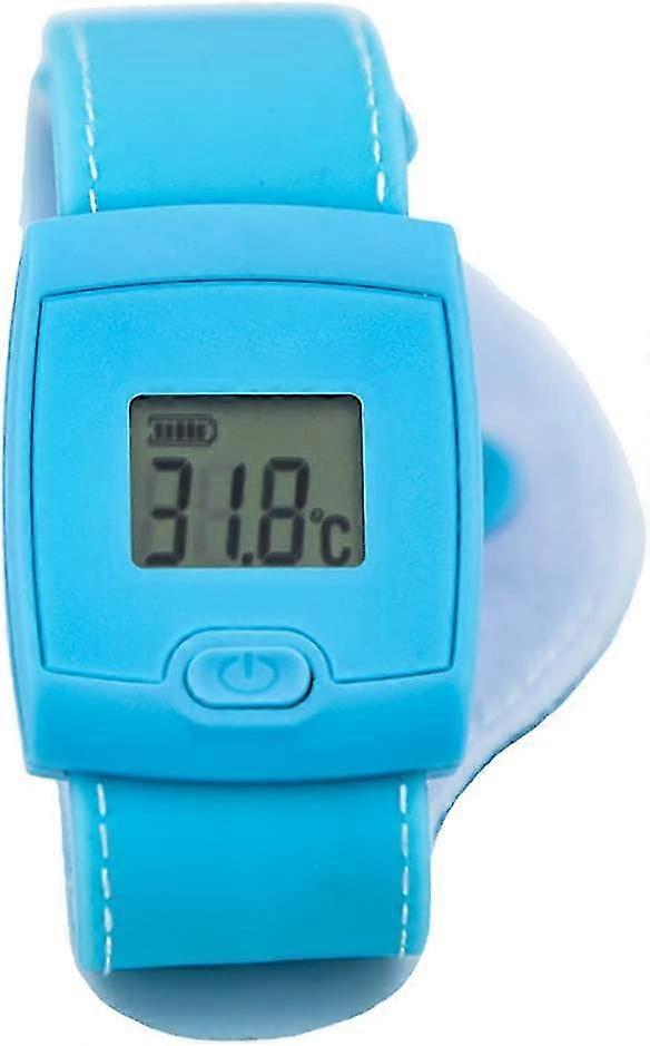Lcd Bluetooth Termometro per bambini, bluetooth braccialetto di monitoraggio della temperatura corporea blu A