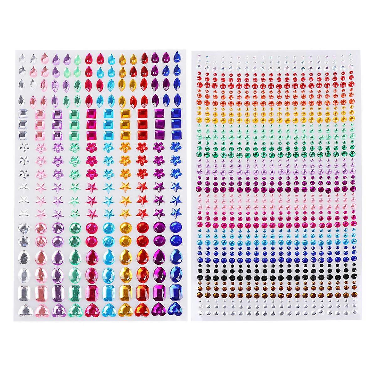 2 Sheets DIY Acrylic Diamond Stickers Creative DIY Diamond Sticker Accessories Delicate Acrylic Crystal Beads Diamond Decals Multi-purpose Decorative 