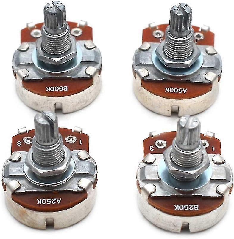 Gitarr Potentiometer Lång Axel 18mm Linjär Ljudvolym Avsmalnande Krukor För Fender Stratocaster Telecaster Les Paul Lp Split Räfflad Elgitarr Bas
