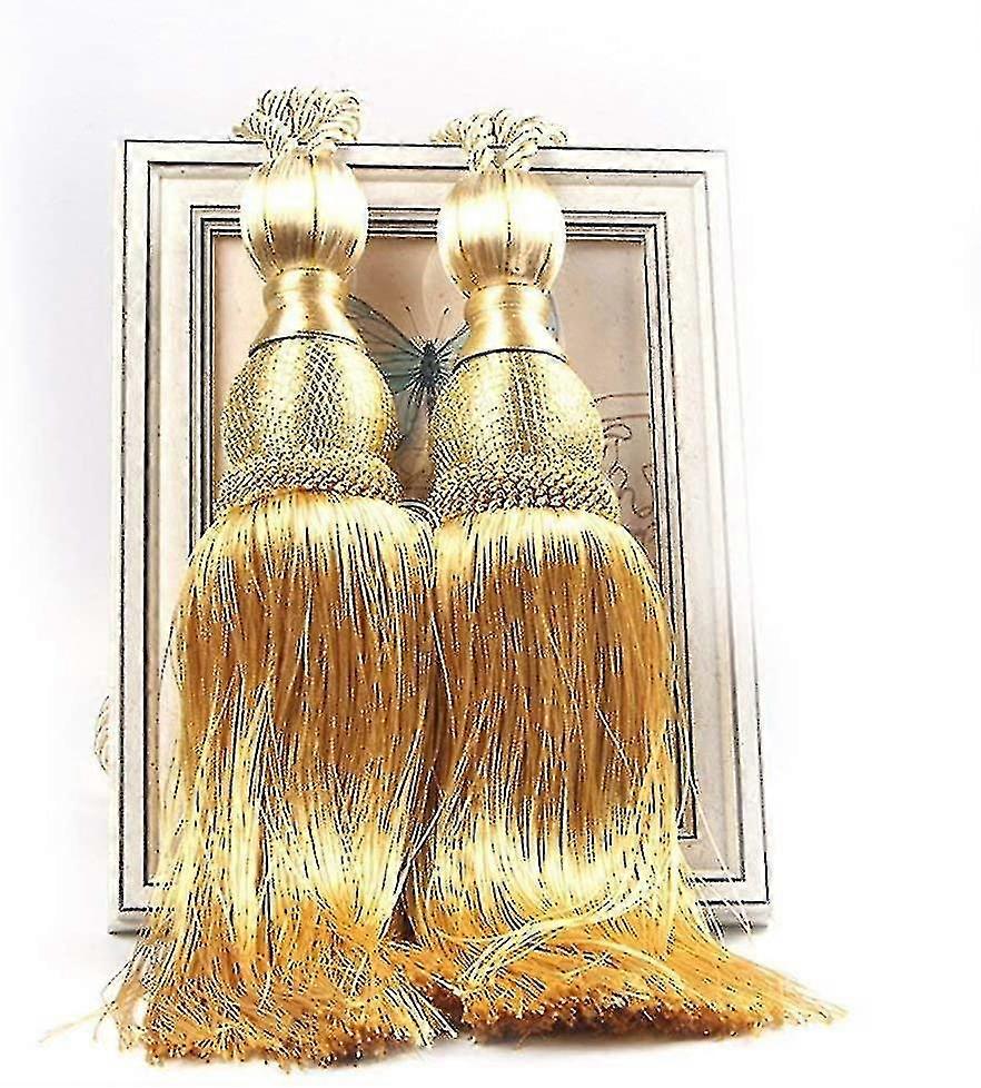 1 Pair Tassels Curtain Tiebacks Home Decorative Window Drapery Ball Tassels Rope Holdbacks (gold)