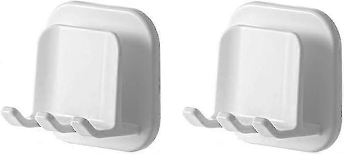 2Pcs Self Adhesive Toothbrush Holders Wall MountedMulti-Function Hook Waterproof self Adhesive 2 Slots Toothbrush Organizer