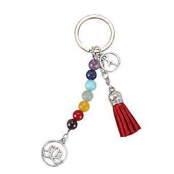 Men and women's key chain fitness pendant yoga key chain colorful beads stone key chain