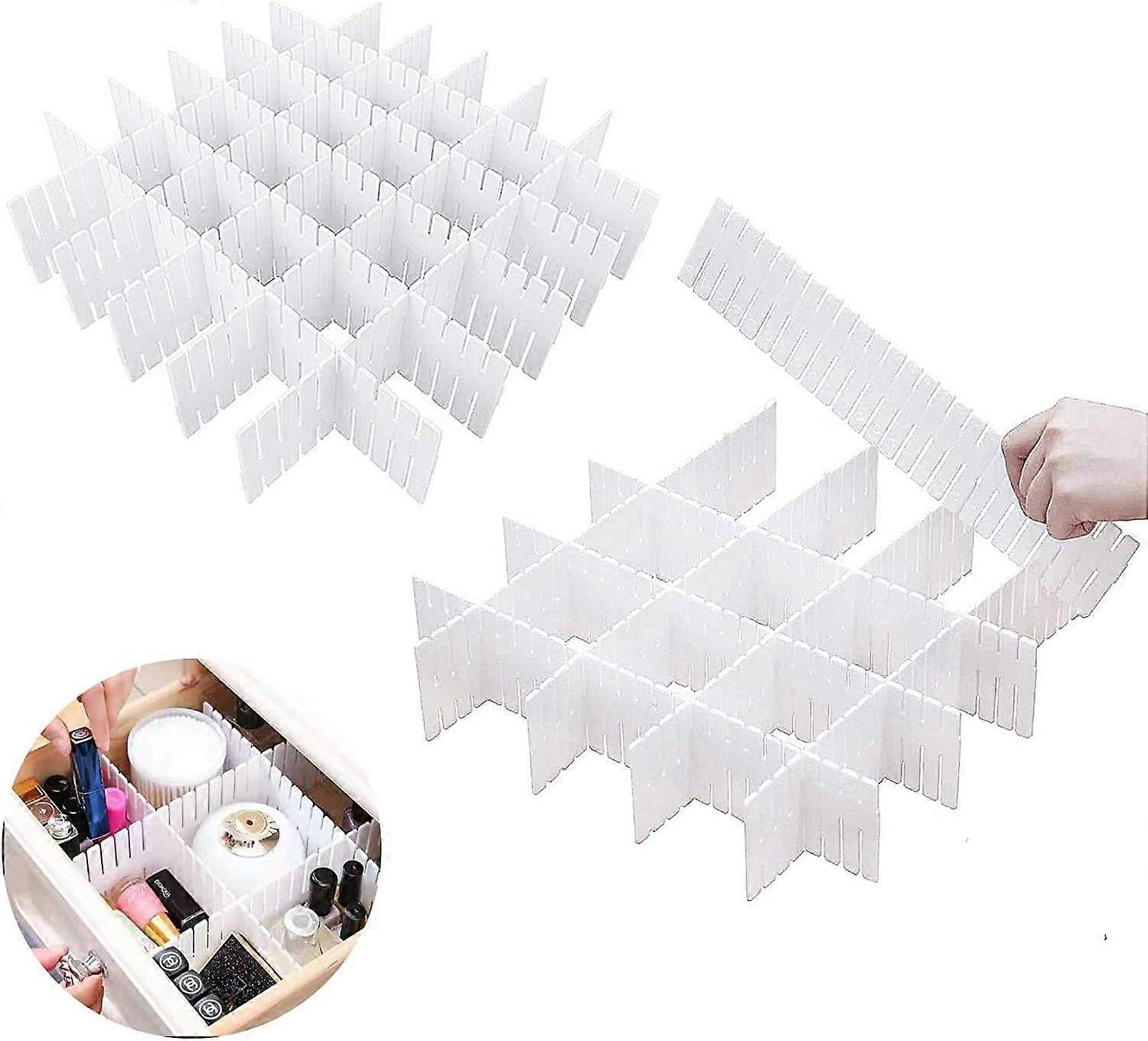 Drawer Organizer, Drawer Divider, Diy Drawer Divider, 12Pcs Adjustable Drawer Organizer, Plastic Closet Divider, Diy Container Tidy Organizer (White)