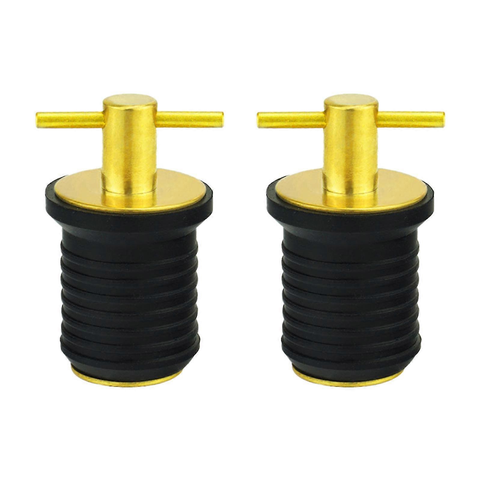 2pcs Boat Drain Plug Twist Turn Replacement Parts Transom Brass T Handle Marine