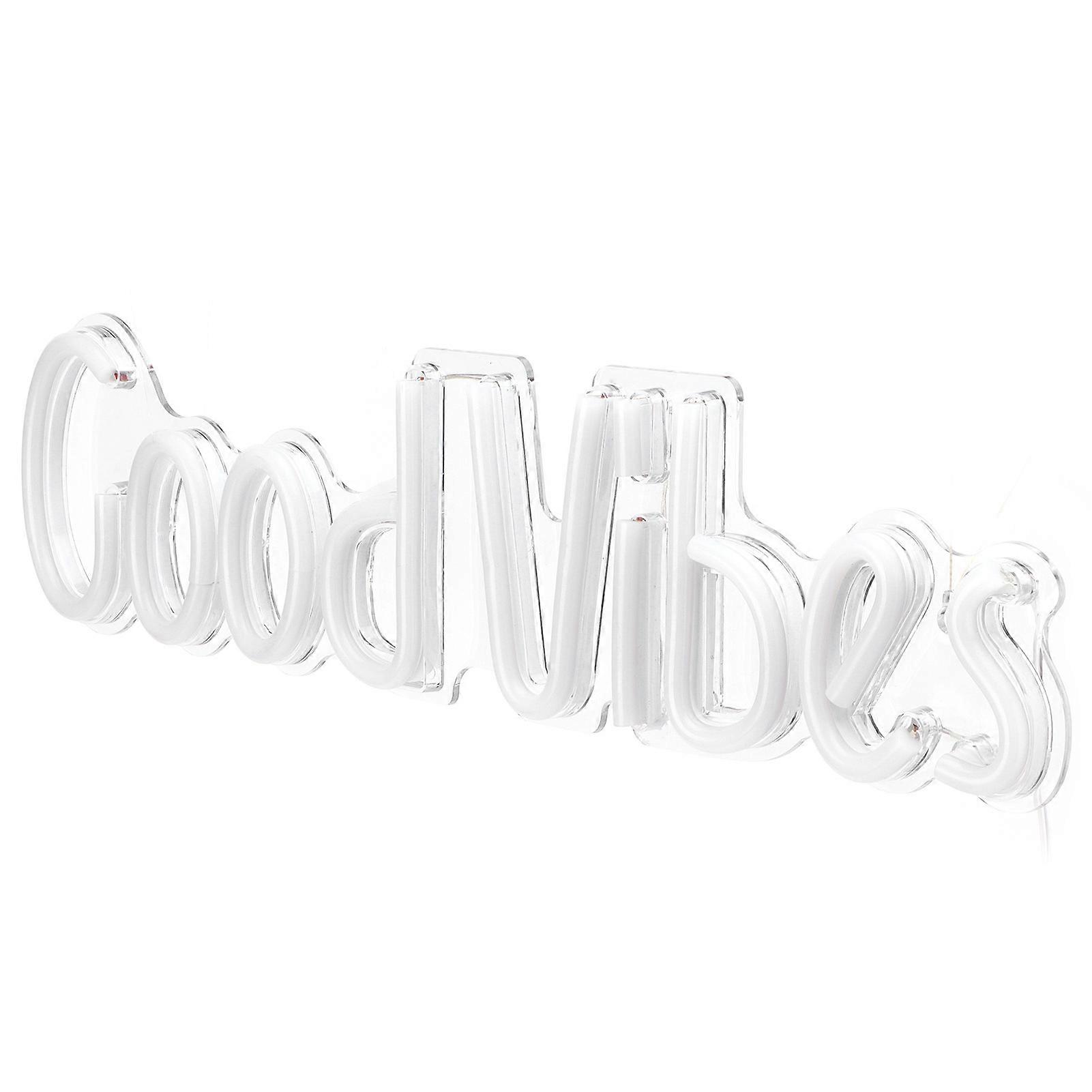 USB-Powered Neon Sign for Decor with Good Vibes Words - Bar Bedroom Party Light Art