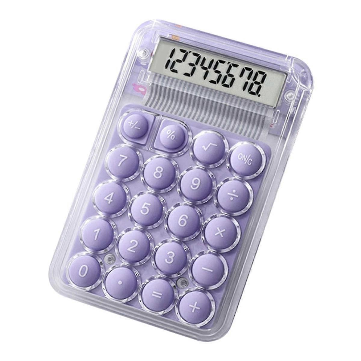 8 Digits Display Silence Widescreen Mini Calculator Students Portable Transparent Electronic Calculator Daily Use