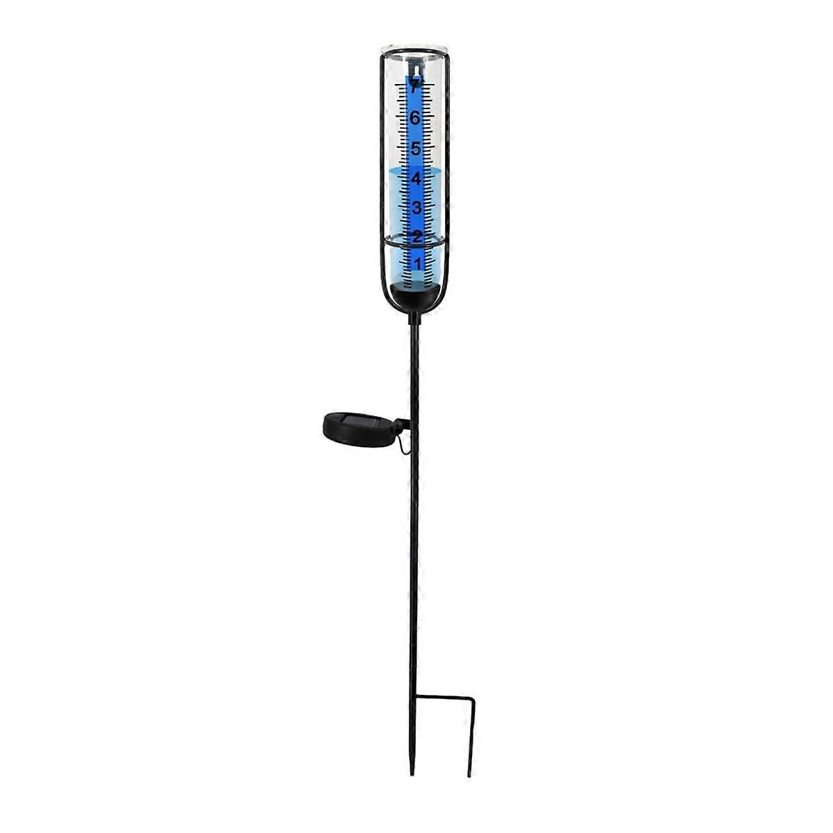 Solar Lamp Rain Gauge,7inch Rain Gauge Outdoor, Large Clear Numbers and Rain Measuring Tool for Garden,Lawn and Farm