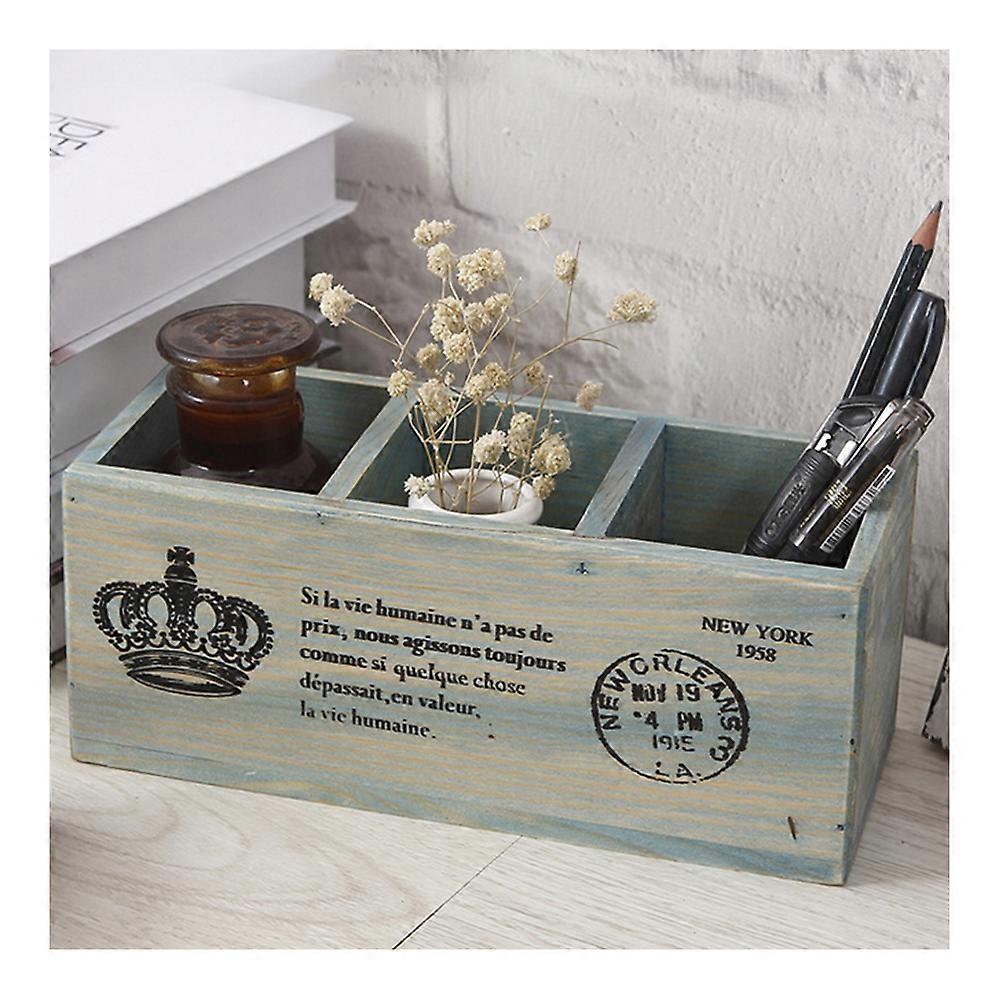 Wood 3 Lattice Multi-function Table Storage Box