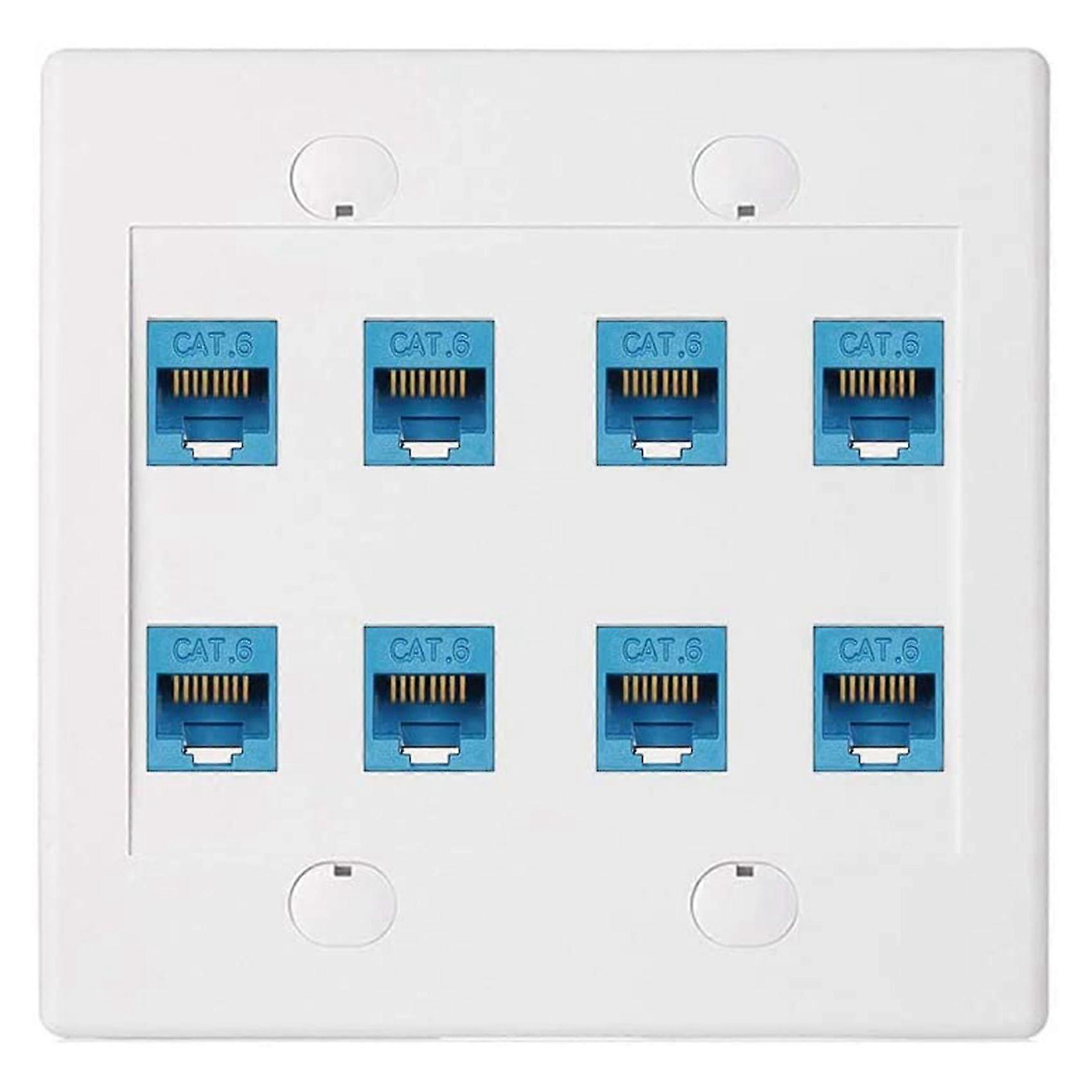 Ethernet-Wandplatte 8 Port - Double Gang Cat6 Rj45 Klinke Netzwerkkabel Frontplatte Buchse auf Buchse - B