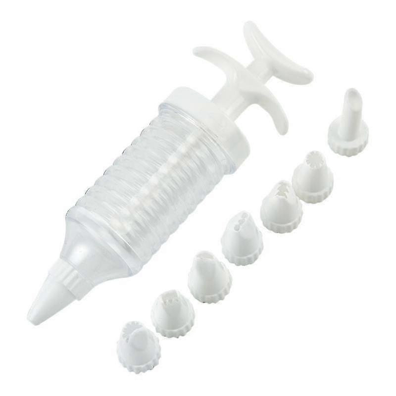 8Pcs/Set Icing Piping Syringe Easy to Use Non-stick No Smell Nozzles Set Cake Decorating Tools for B-ZZY