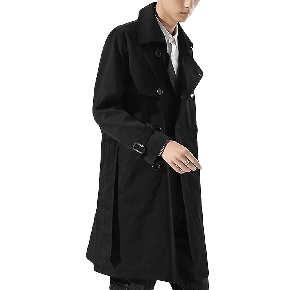Cloudstyle Men's Solid Color Lapel Double Breasted Casual Trench Coat
