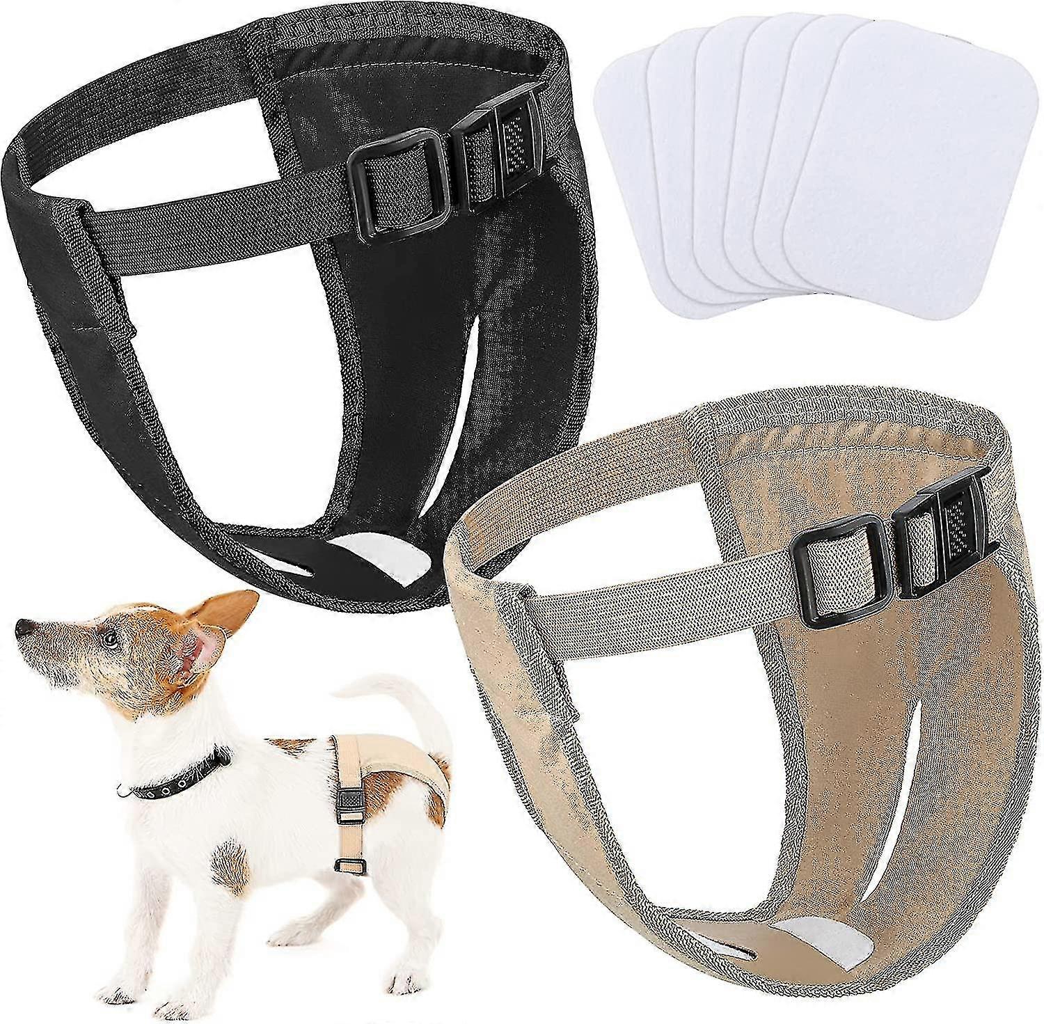 2 Dog Diaper Harnesses 6 Sanitary Pads Adjustable Protective Pants (xs) Xxl