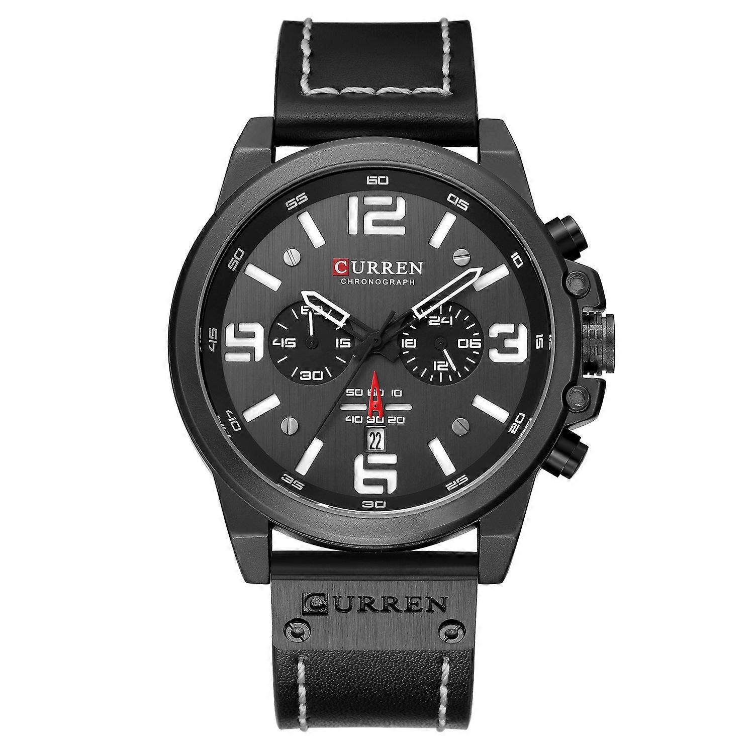 Curren Waterproof Men Quartz Watch Black Shell White