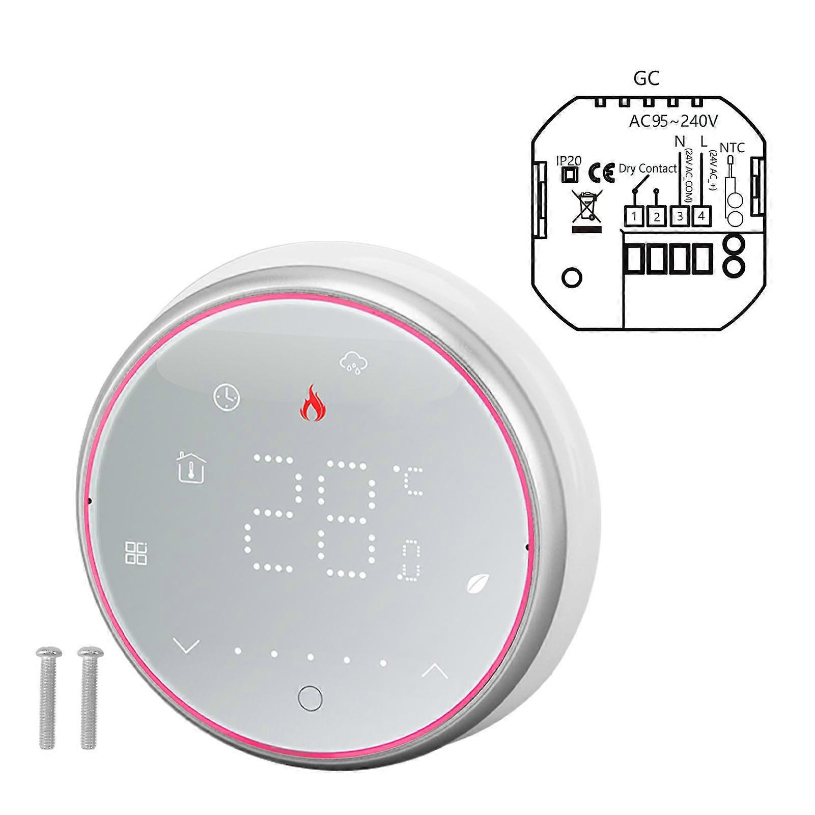 Wireless Smart Thermostat Programmable Smart Home Thermostat for Boiler Heating AC95240V Round Base White
