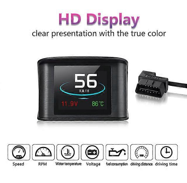 OBD2 HUD P10  Car Head-up Display GPS Digital Temperature Gauge Speed Meter Engine Coolant Temperature Display Alarm