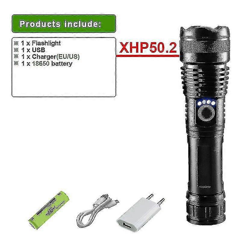 1000000 Lm Super Xhp190 Kraftig led lommelygte 18650 Xhp90 Led Lommelygte Usb Genopladelig Taktisk Lommelygte Zoom Håndlampe
