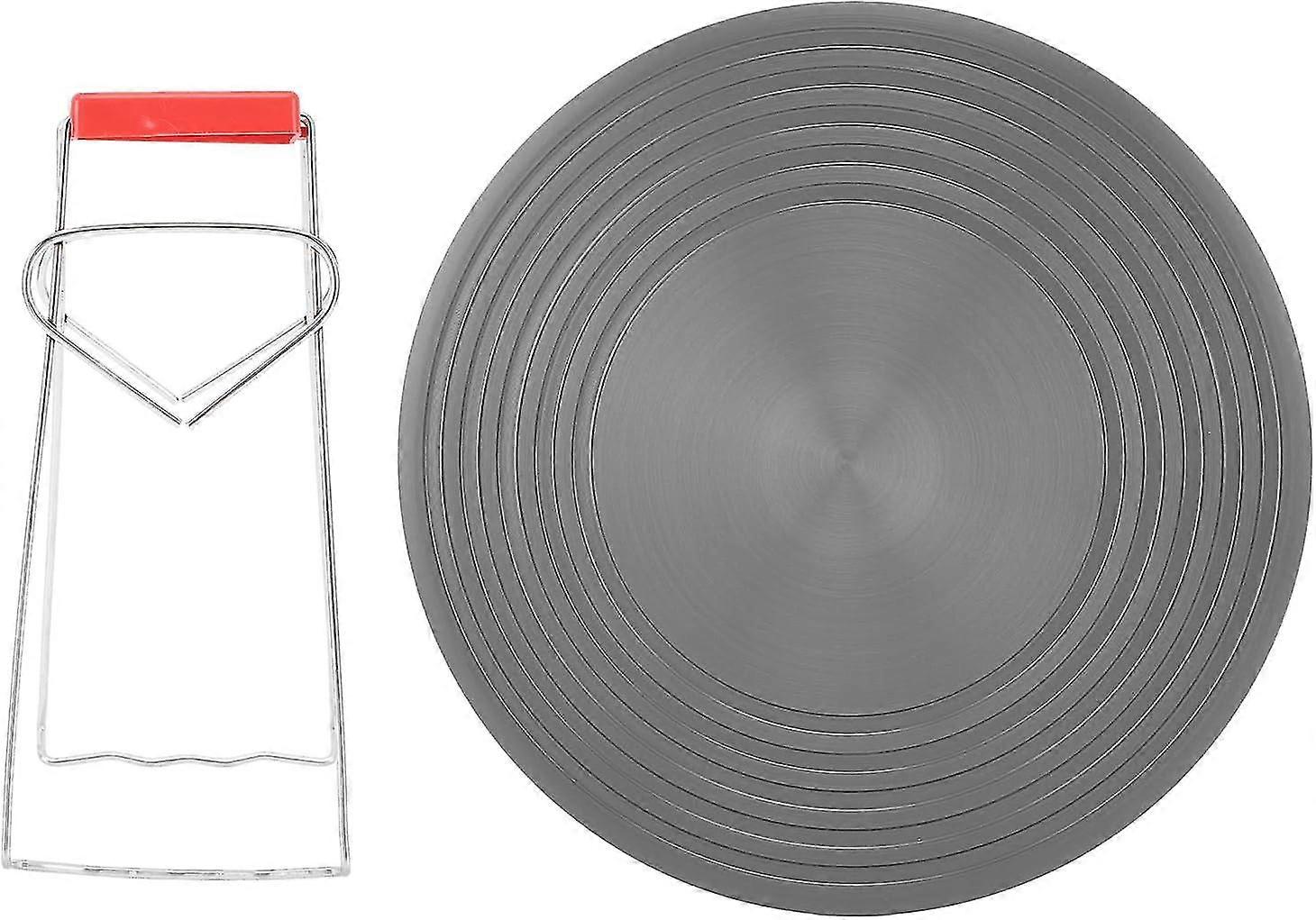 Non Slip Gas Stove Diffuser With Tray Lifter Round Fast Defrosting Tray Fine Grinding Aluminum Alloy Heat Diffuser Plate For Cooking (24cm)