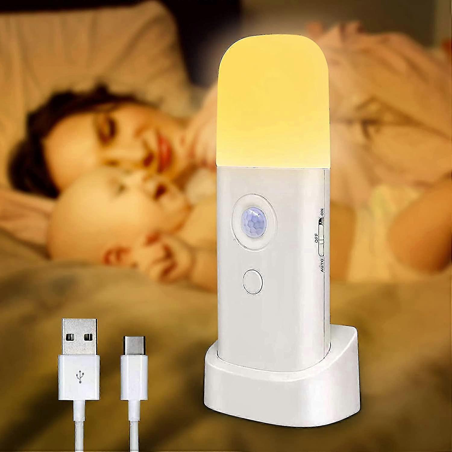 Rechargeable Adult Led Night Light, 2000mah Indoor Motion Sensor Lamp, 5-level Adjustable Brightness Very Suitable For Child And Baby (warm Light)