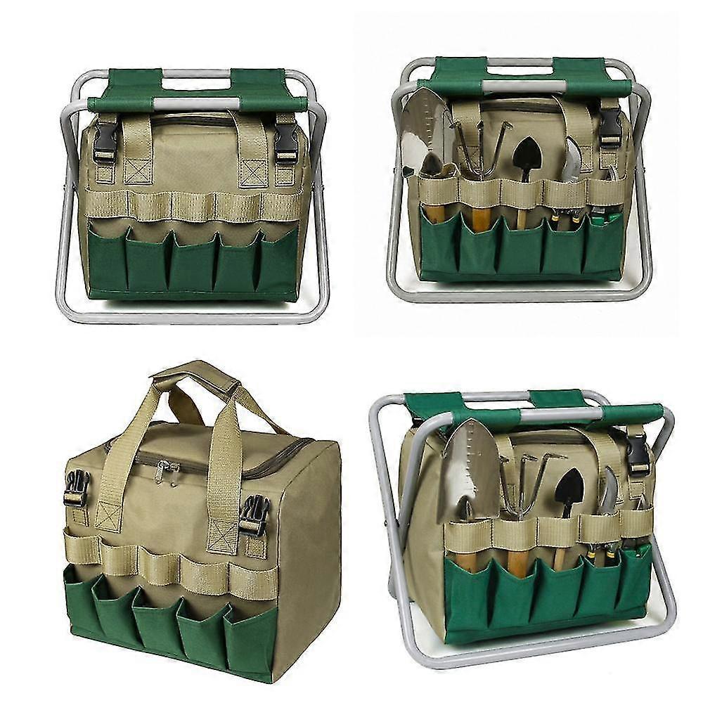 Folding Garden Stool, With Detachable Gardener Tool Bag, Fordable Small Multiple Purpose Chair