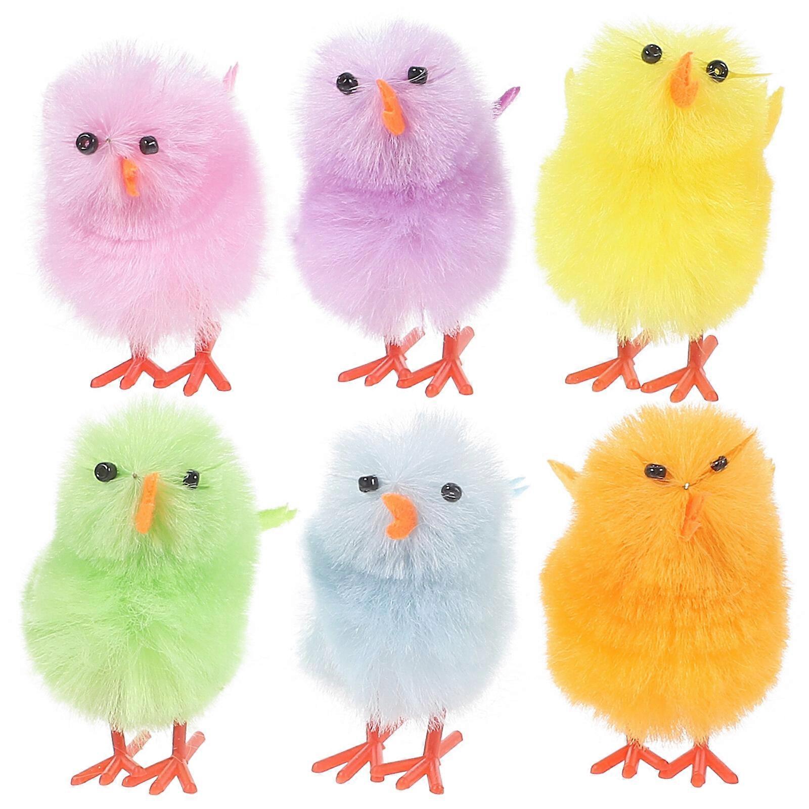 6pcs Ostern Küken Ostern Dekorationen Mini flauschige Küken Plüsch Ostern Küken Ostern Party Favor